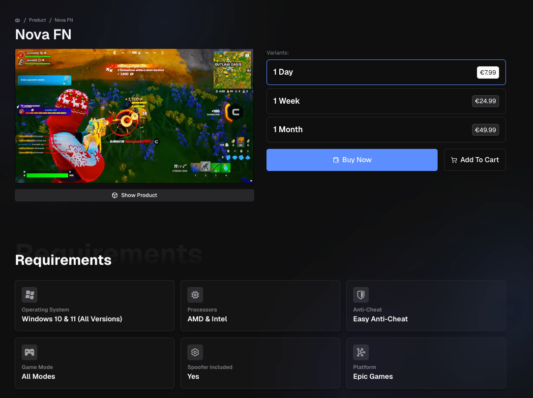 Nova FN — cheat Fortnite commercial cloné pour distribuer des infostealers